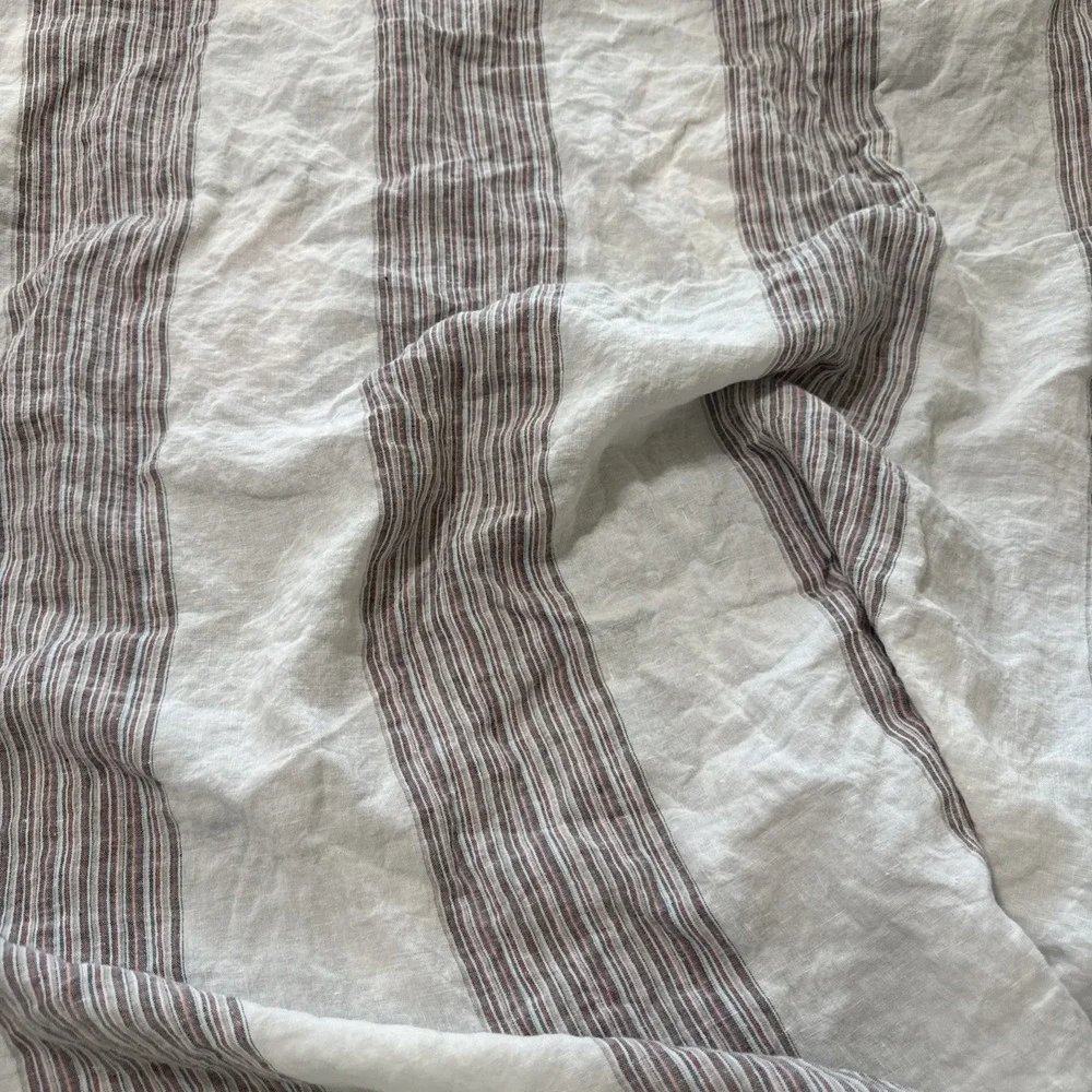 100% Linen Fitted Sheet Only King Piu Belle Stripes 76x80 With 15
